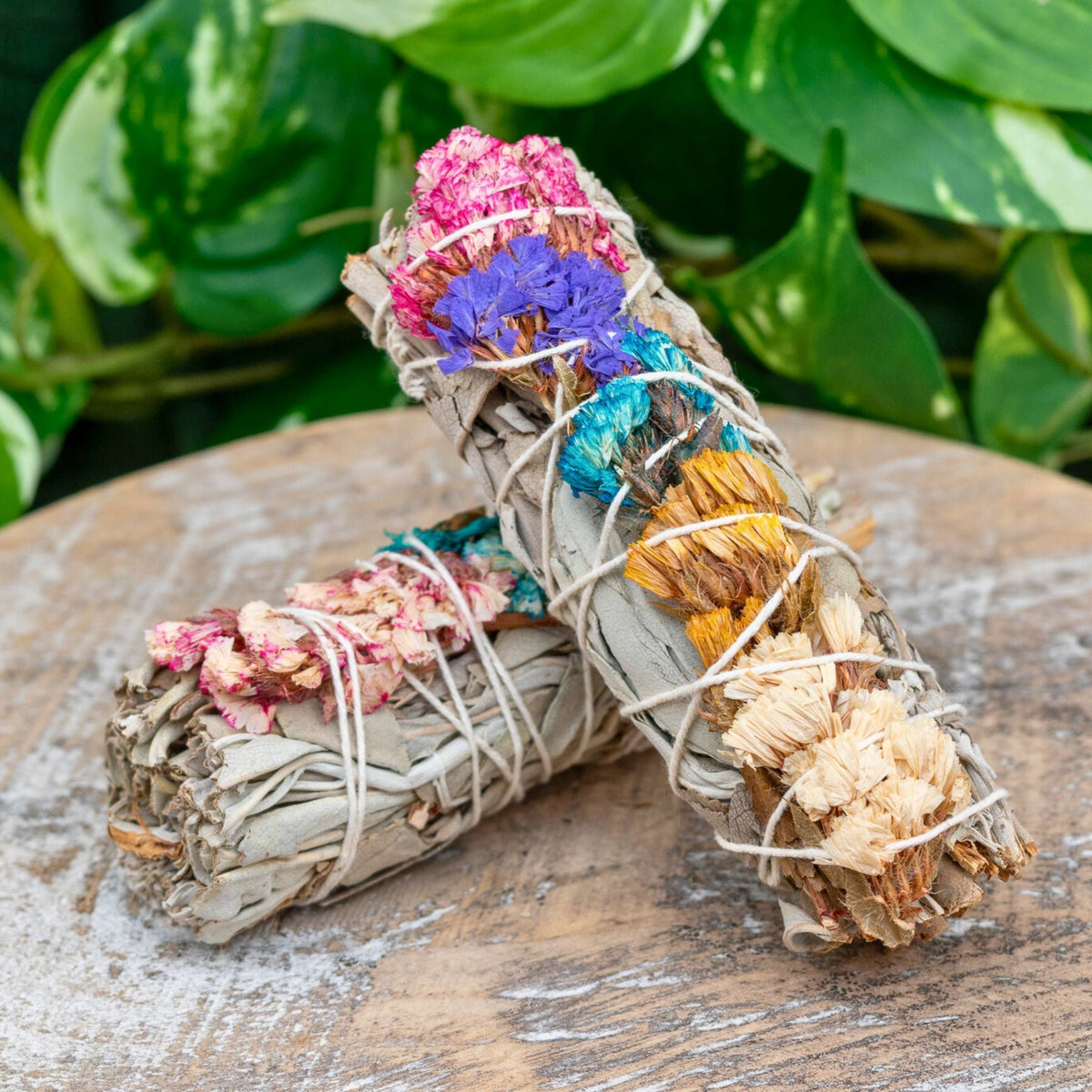 White Sage with Assorted Flowers Smudge Stick