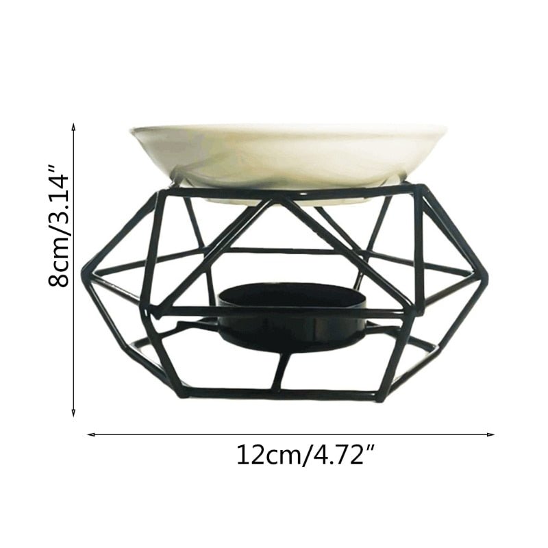 Black Geometric Ceramic Essential Oil/Wax Melt Burner Warmer
