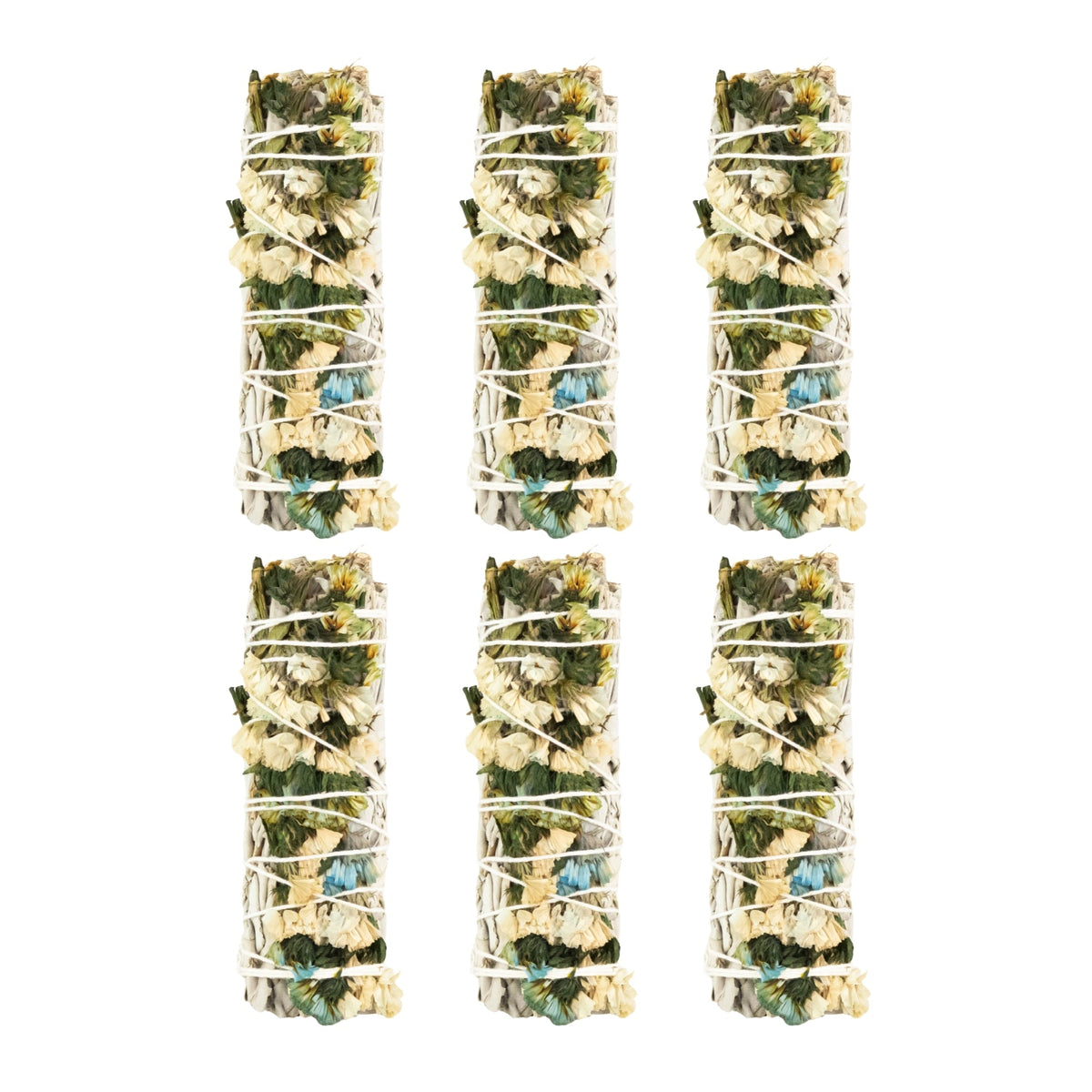 White Sage With Blue Sinuata Smudge Stick