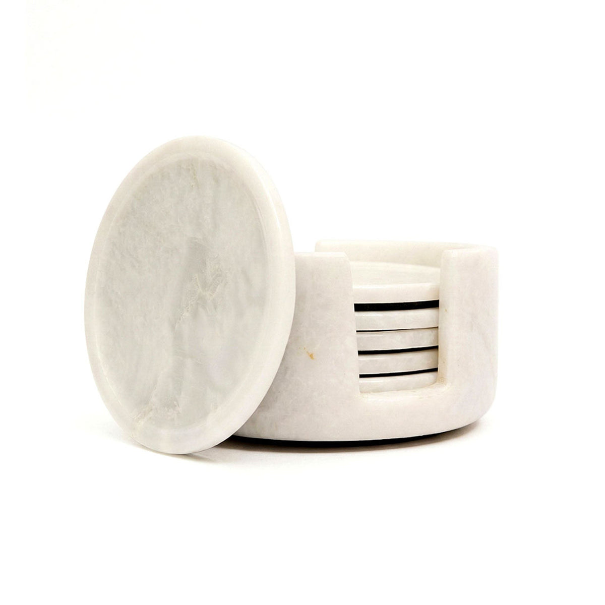 White Round Marble Coaster (Set of 6)