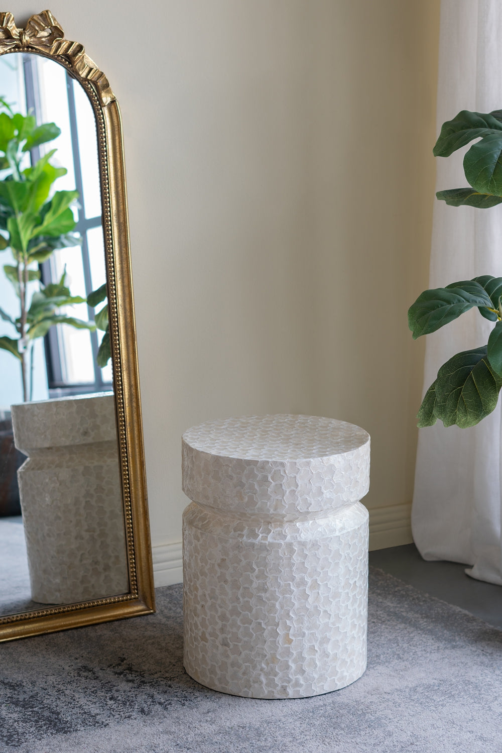 14" Round Wooden Accent Stool with Natural Wood Finish - 18" Height
