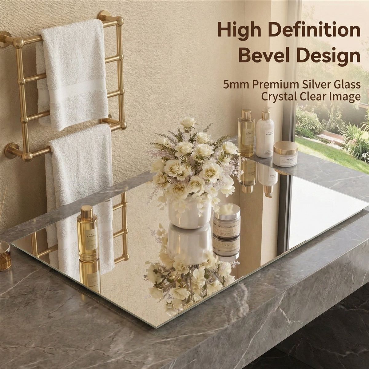 40 in. x 32 in. Modern Asymmetrical Bathroom Wall Mirror