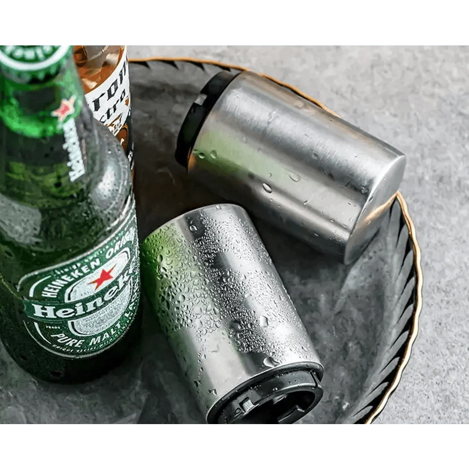 Automatic Beer Bottle Opener Magnet Beer Opener Stainless Steel Push Down Opener Wine Beer Soda Cap Opener Kitchen Accessories